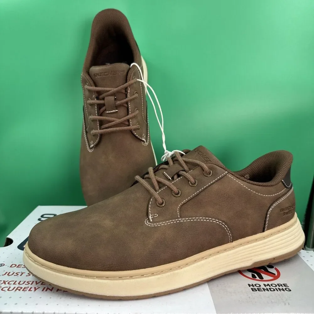 Skechers Hands Free Swift Fit Men’s 9.5 Brown Waterproof Casual Lace Sneakers
